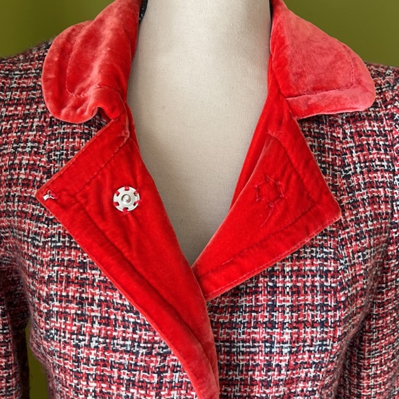 MARC JACOBS TWEED AND VELVET 100% wool JACKET SZ L - Picture 2 of 16